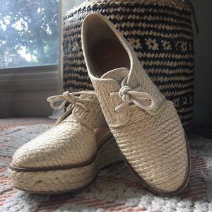Shellys London Raffia Wedges